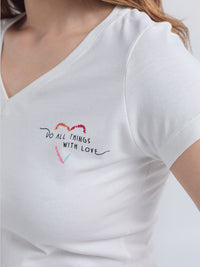 Camiseta With love - Marfil