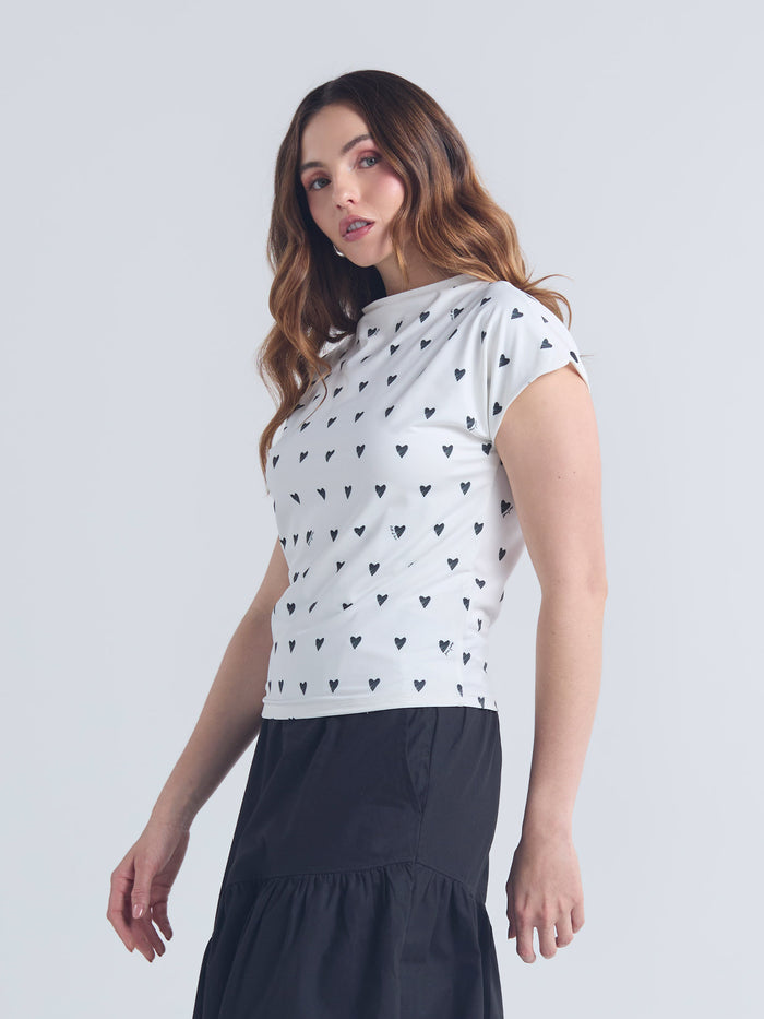 Top Polka hearts - Marfil