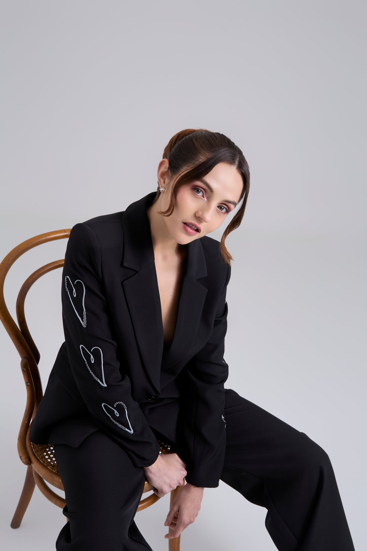 Set Bordado - Negro Blazer & Pantalón
