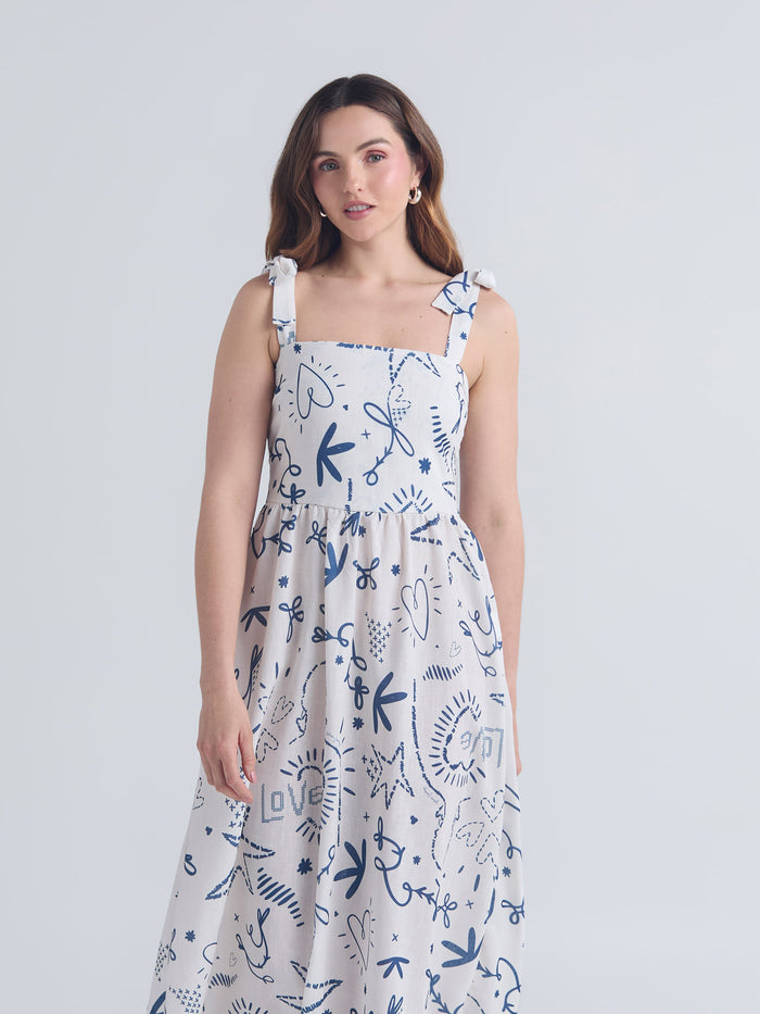 Vestido Puntada de cruz - Marfil