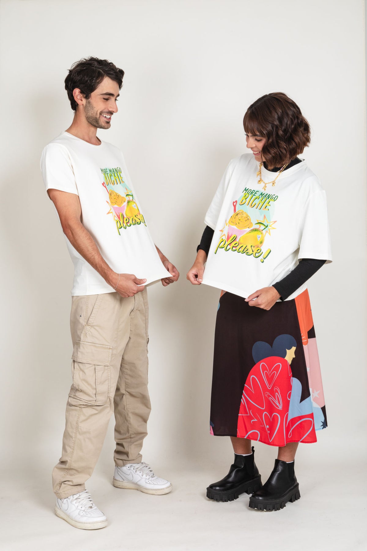 Camiseta Mango biche Man - Marfil