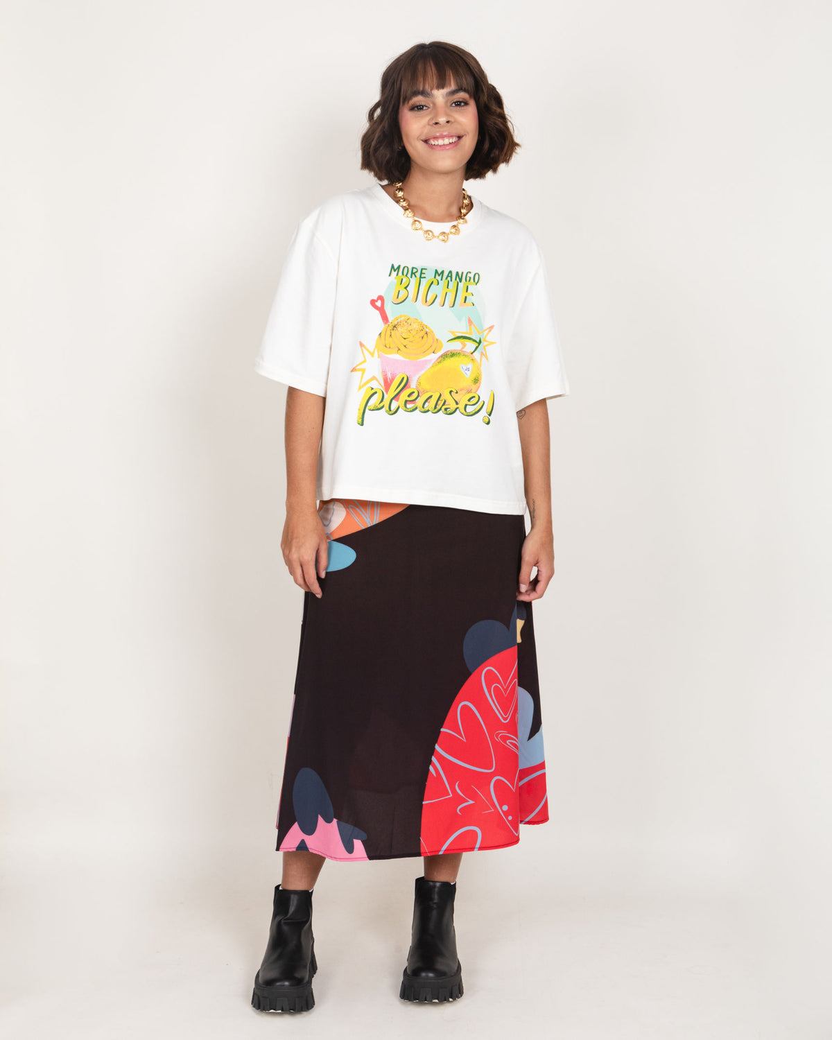 Camiseta Mango biche Woman - Marfil [Venta de Garaje]
