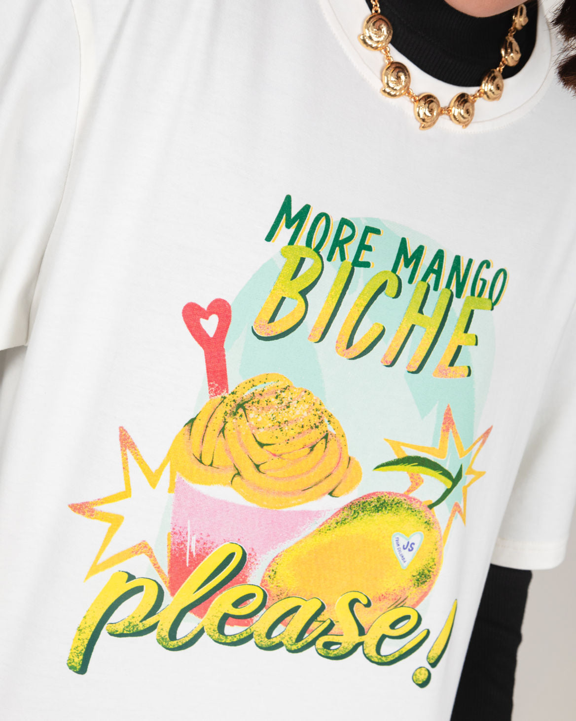 Camiseta Mango biche Woman - Marfil [Venta de Garaje]