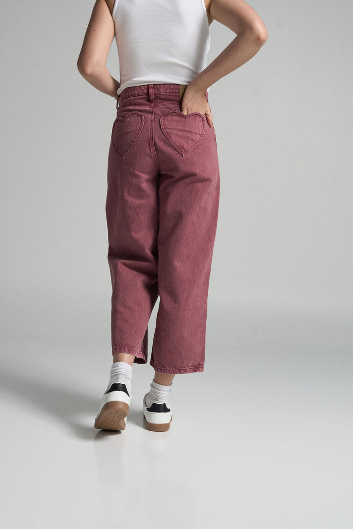 Jean Bolsillos corazones - Vinotinto