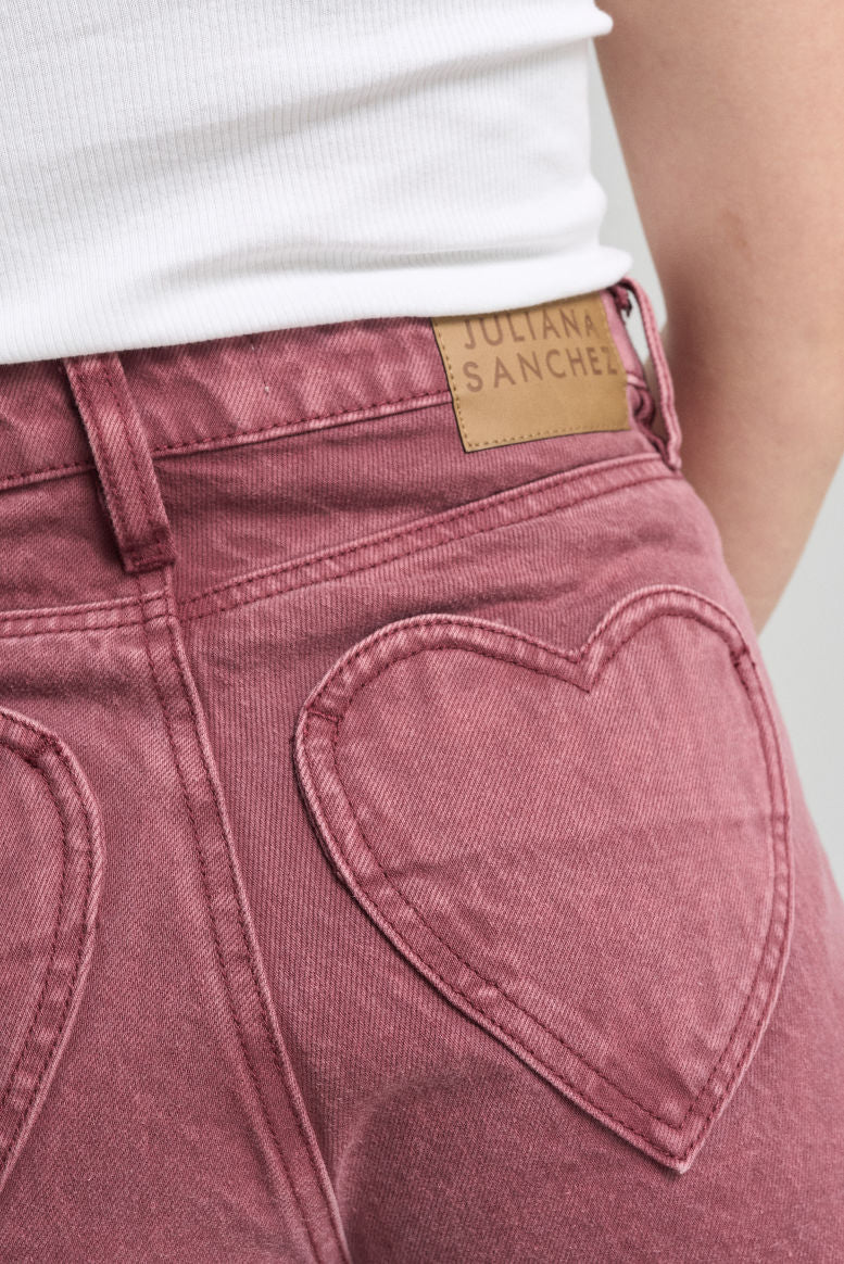 Jean Bolsillos corazones - Vinotinto