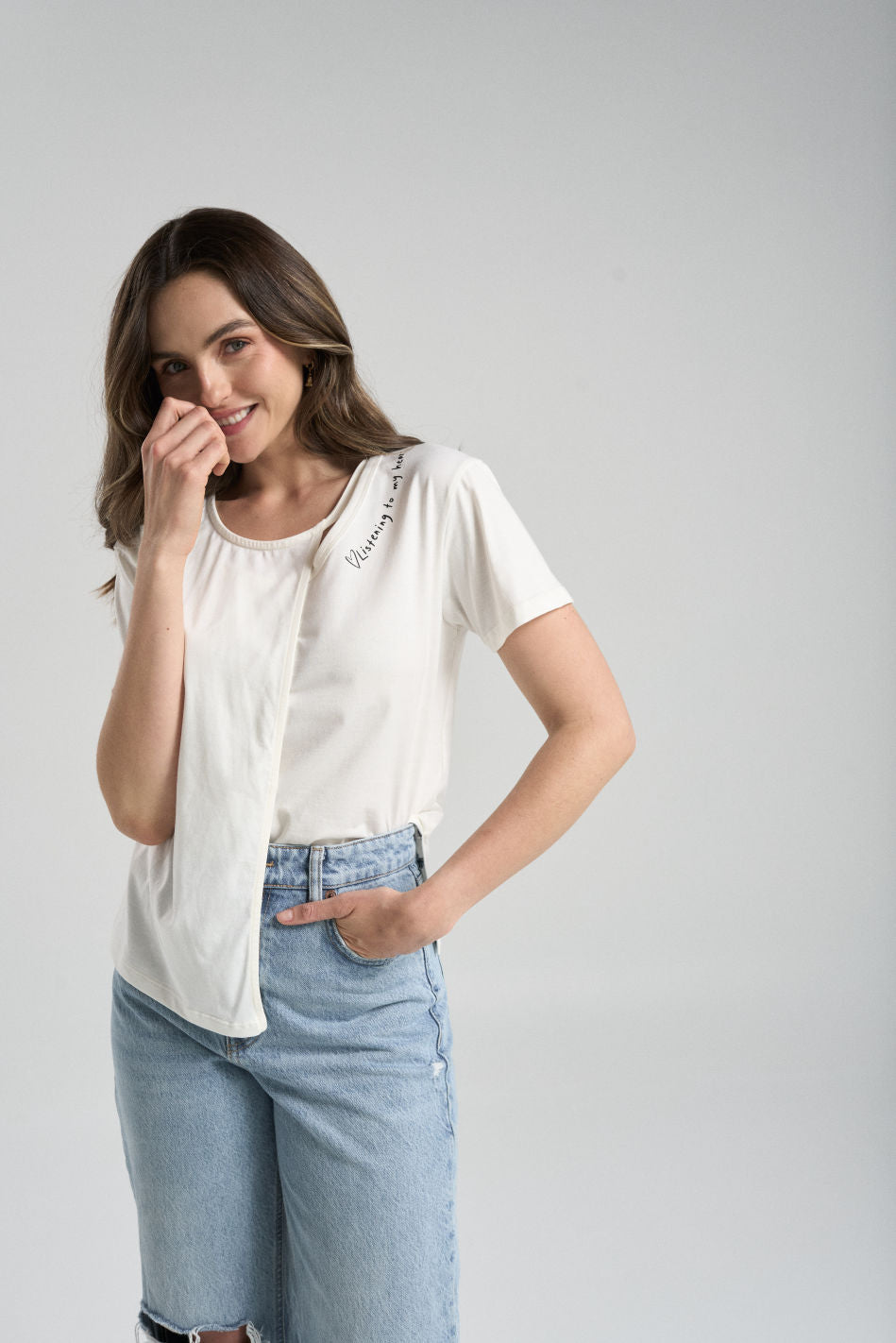 Camiseta My heart - marfil