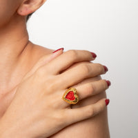 Anillo Corazón De Relieve Tejido
